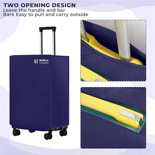 Image of Kraptick Non-Woven Luggage Cover - Waterproof, Dustproof, and Stretchable Luggage Protector Cover, Durable Non-Woven Luggage Case for Trolley (Blue- 20 Inch, 24 Inch, 28 Inch) Combo of 3