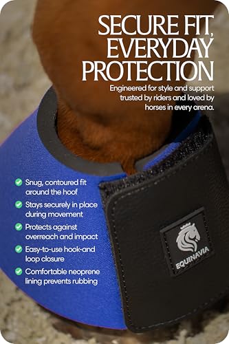 Image of Equinavia Toki Pull On Bell Boots for Horses, Durable Neoprene Equine Boots | Comfortable Horse Hoof Boots for Daily Turnout, Overreach Protection Hoof Boots, Equestrian Training Competition Show, Riding