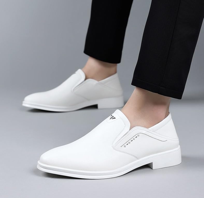 Mens Retro White Oxford Shoes Patent Leather Business Derby Shoes Height Increasing Non-Slip Softsole Walking Dress Shoes for Men2