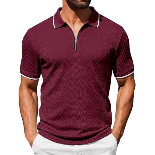 Polo homme manches courtes 2026 en maille texturée coupe slim style casual