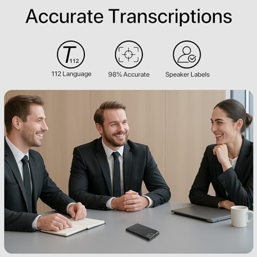Image of AI Voice Recorder, App Control, Transcribe & Summarize by ChatGPT, Support 112 Languages, 60H Recording, 64GB Memory, Digital Audio Recorder for Lectures, Meetings, Calls (Black)