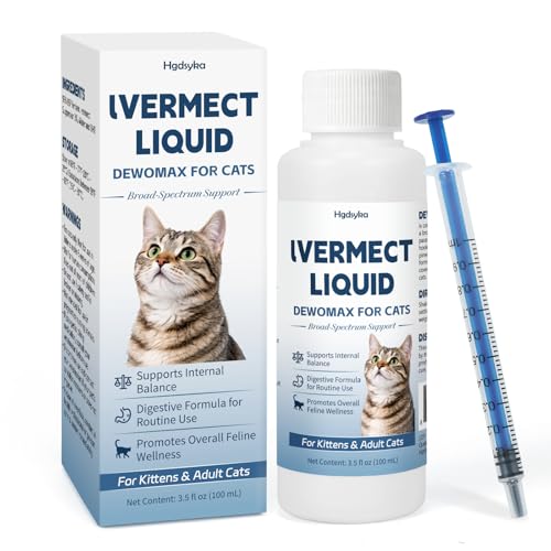 lvermect for Cat Easy Daily Liquid Support for Cats Dewomax for Digestive Balance and Internal Care Gentle Formula for Kittens & Adult Cats Easy to Administer - 100mL