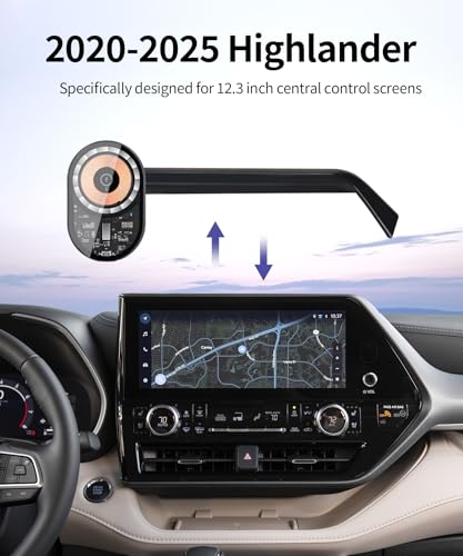 Masergogo Wireless Charging Car Phone Holder for Toyota Highlander/Hybrid 2020-2025, 12.3" Screen Fixed Clip, 360° Rotation Car Phone Mount Compatible with MagSafe by Masergogo - Image 4
