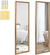 Calenzana 2 Pack 14x48 inch Gold Full Length Mirror for Wall Mounted and Over The Door Hanging, L...