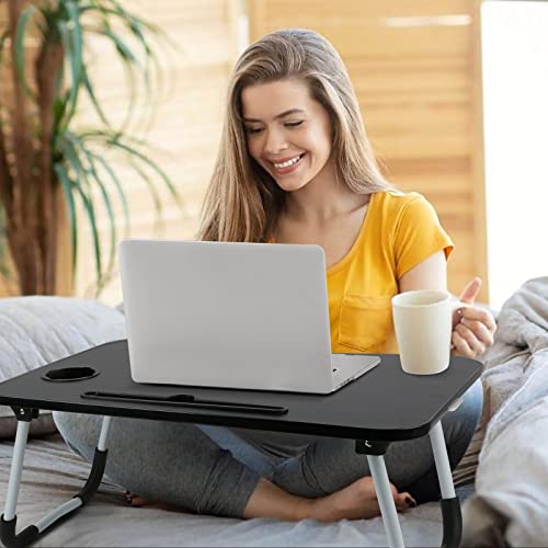 Lap Desk Foldable Bed Table Portable Multi-Function Laptop Bed Desk With Storage Drawer And Cup Holder, Notebook Stand Breakfast Bed Tray For Sofa, Bed, Terrace, Balcony, Garden #TOP1