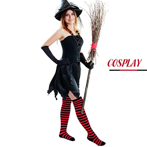 Geyoga Women's High Striped Tights Socks Over Knee Striped Long Stockings Halloween Christmas2