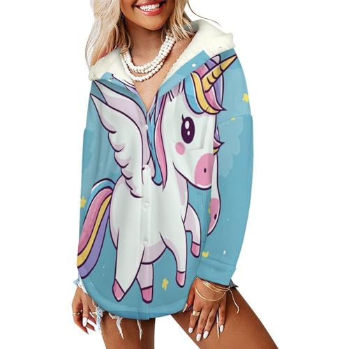 Blouson femme hiver cheval blanc avec capuche polaire et poches manteau mi-long bleu