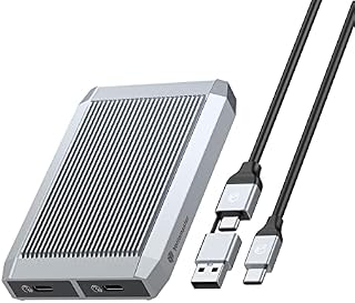 Dual-Bay NVMe Enclosure Tool Free, Yottamaster USB3.2 Gen2 Type C M.2 NVMe SSD Enclosure with Heatsink Aluminum SSD Caddy for PCIe M-Key, B&M Key SSD