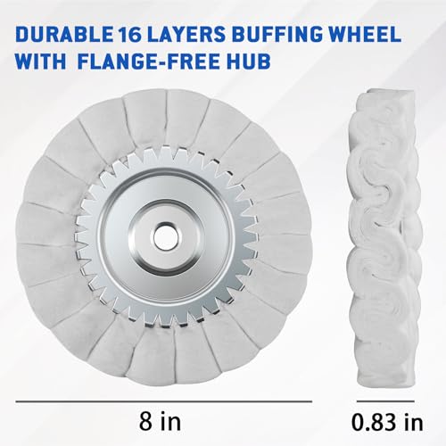 Image of 8 inch S-Shape Fine Airway Buffing Wheel with One-Piece Hub