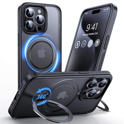 Coque iPhone 15 Pro antichoc compatible MagSafe et étui anneau noir