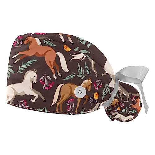 Berretti bouffant motif chevaux idéals pour les longues journées de travail en cuisine et laboratoire