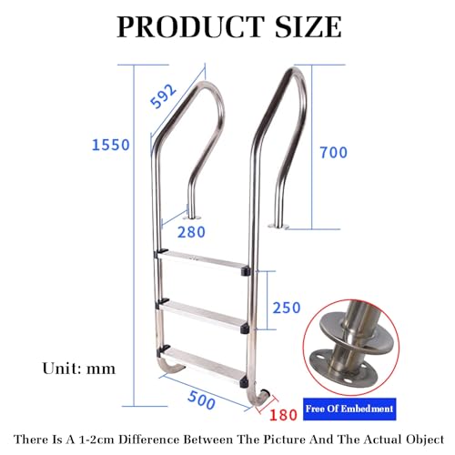 Escalera para piscina de 3 escalones XLTFUC acero inoxidable miniatura 2