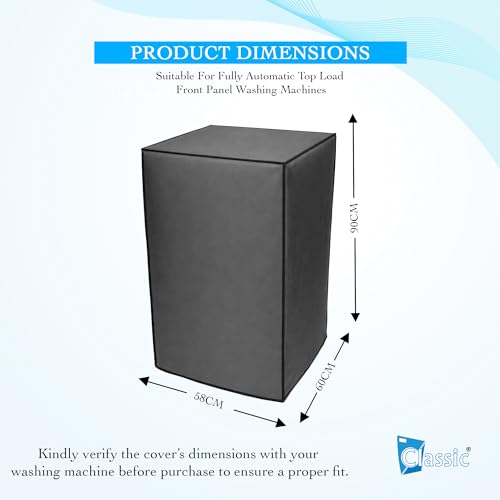 Image of Classic Top Load Washing Machine Cover Suitable For LG 8 Kg, 8.5 Kg, 9 Kg, 9.5 Kg, 10 Kg, Waterproof & Dustproof (58cmsX60cmsX90cms, Grey)