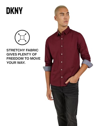 DKNY Men's Long Sleeve Button Down Shirt - Printed Mens Casual Button Up Shirts3