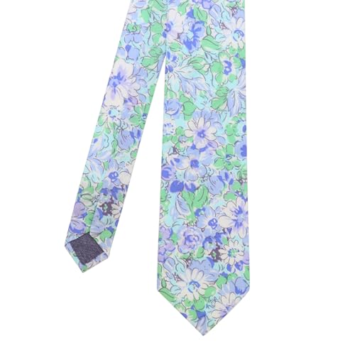 Image of Cotton Floral Ties for Men 2.76 inch Men's Skinny Tie Linen Flower Printed Neck Tie for Wedding Dating Party