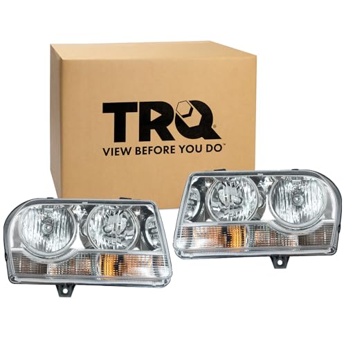 Image of TRQ 2 Piece Headlight Assembly Set Driver & Passenger Side Compatible with 2005-2010 Chrysler 300 CH2502186 CH2503186 CH2518111 CH2519111