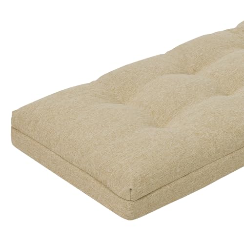 baibu 40 Inch Dual-Layer Patent Design Memory Foam Bench Cushion, Non-Slip Indoor Bench Cushion Standard Size Foam Pad with Machine Washable Cover (Beige, 40x16x3in)
