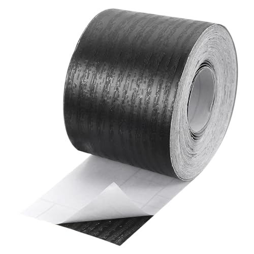 Image of uxcell 1 Roll Wood Grain Tape, 2.36 inch x 49 Ft Realistic Textured Repair Tape Self Adhesive Wood Textured Patch for Floor Wall Door Table Cabinets Desk Furniture Home Decor(Black)