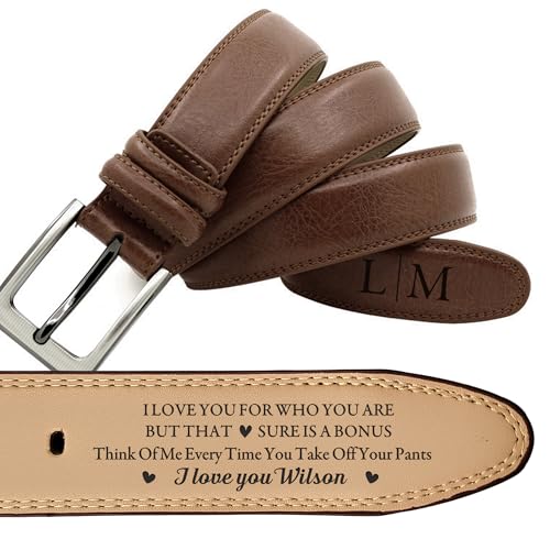EDSG Personalized Mens Belt Engraved Leather Belt for Men Valentines Gifts for Him Husband Boyfriend Men's Belt Gifts2