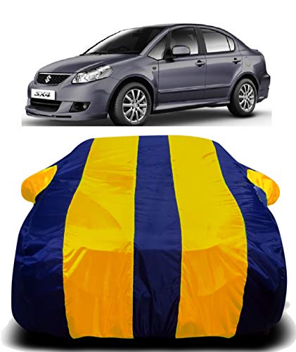 Image of Waterproof Car Cover with Ultra Surface Body Protection (Yellow Stripes) (Maruti Suzuki SX4)