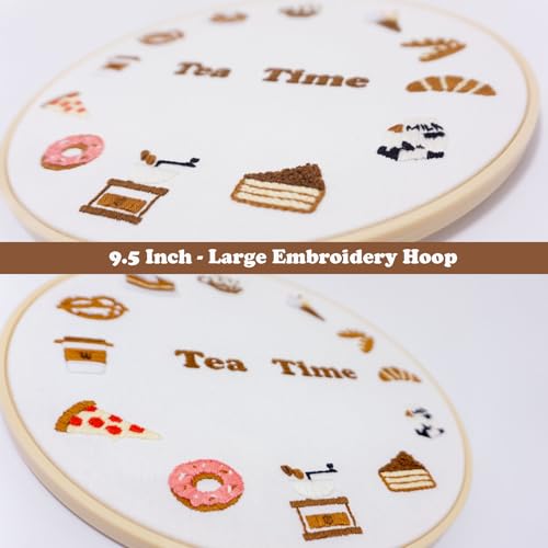 Image of Topapfo Advanced Embroidery Kit with Beginner Tutorials, Clock Funny Embroidery Patterns with Hoops Thread Needles Threaders