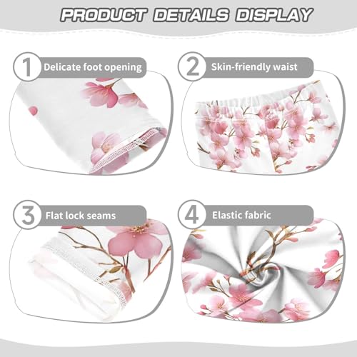 ALAZA Girls' Leggings Children's Yoga Pants Skinny Printed Dance Cherry Blossoms Comfortable 4T2