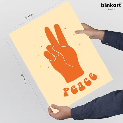 Image of BLINKART Peace Orange Aesthetic Modern Art Walls With Frame | Natural Wood Texture | Living Room Bedroom Office Wall Decoration | Poster Home Decor Frames Wall Bedroom | 12x8 Inches (D76)