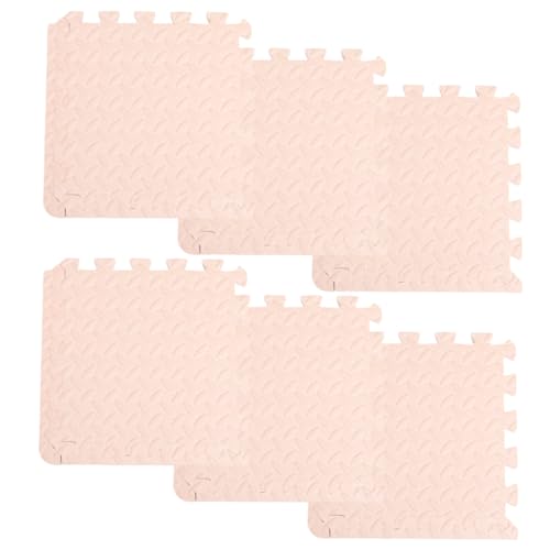 ROMISBABA 6 Piezas Alfombrilla para Textura de Baldosas EVA Gruesas Antideslizantes Tapete Puzzle Protector para Suelo Color Beige Acolchado Seguro para Interiores