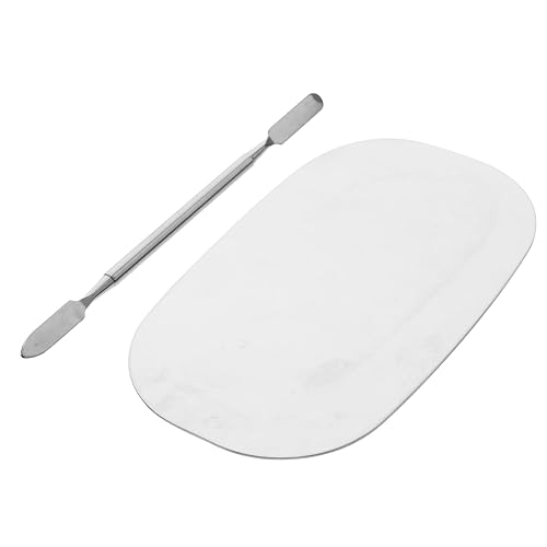 NOLITOY 3sets Stainless Steel Makeup Palette Nail Salon Supplies Palette Manicure Mixing Plate Foundation Mixing Tray Blending Plate for Manicures(Silverx3pcs,12.6x7.5x0.3cmx3pcs)