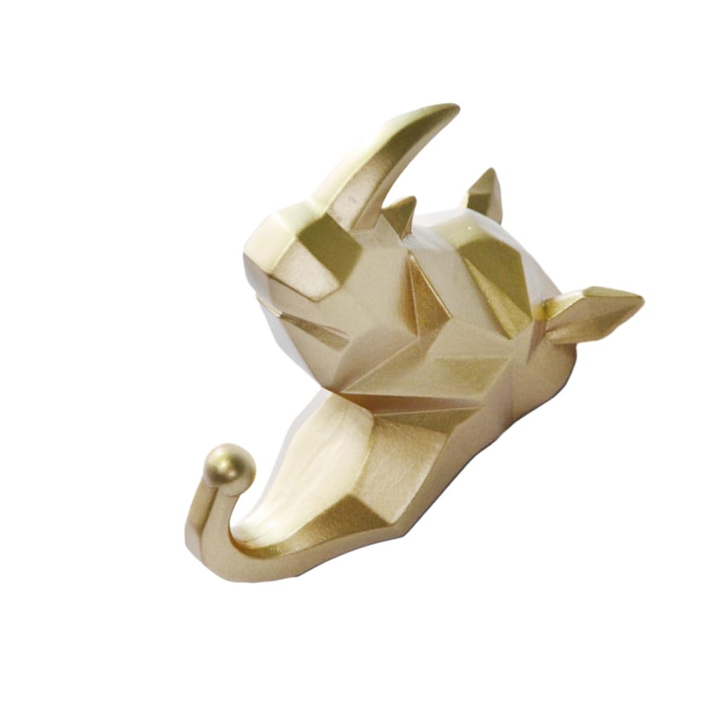WOVEBIUS Animal Shape Coat Hook Made of Resin for Long-Lasting Not Easy to Wear. Easy to Install Animal Head Coat Hook Coat Hooks Gold (Rhino)