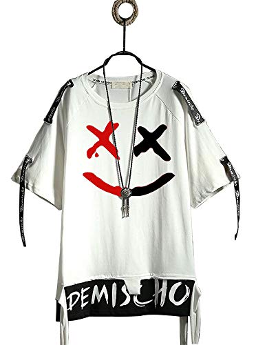 Hello MrLin T-shirt Techwear Hip Hop Streetwear à manches courtes pour homme, Blanc., M Cover