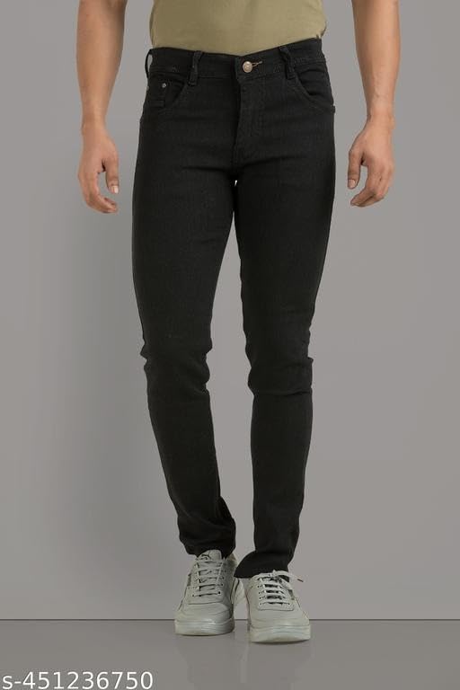 Image of Men's Solid Comfortable Slim Fit Jeans