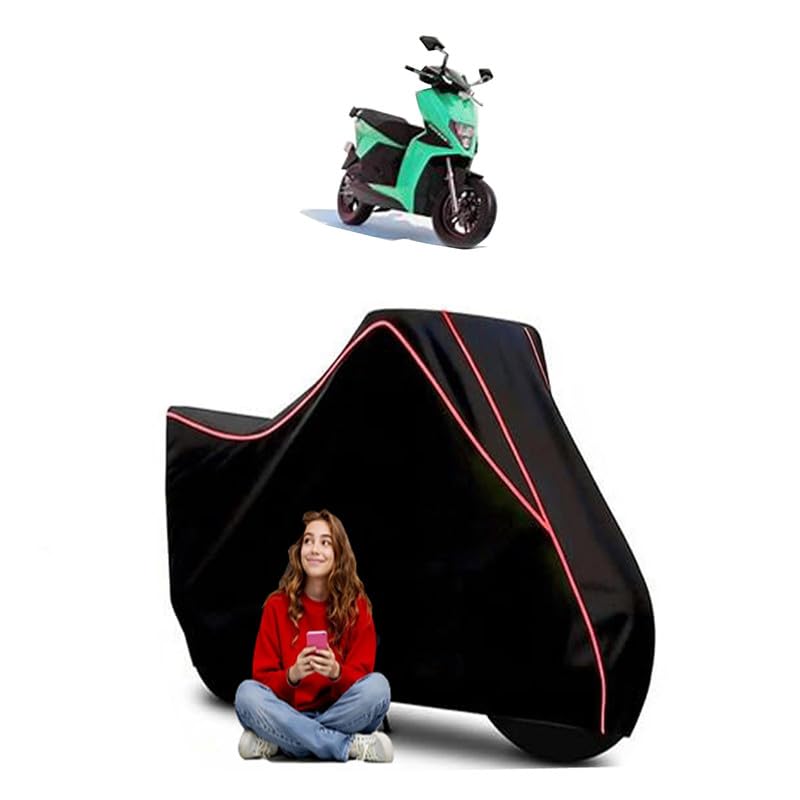 Image of Simple Scooty Bike Cover Water Resistant Outdoor Use Universal Fit Scooters Motorcycles Heavy Duty UV Protection Dust Rain Scratch Resistant Elastic Bottom Black Blue Piping