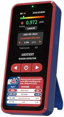 AKSTEST RM-60 Radon Detector with TFT Color Display, Long-Term Radon Monitor for Home, Basement, Audible & Visual Alarms, USB Type-C Rechargeable, pCi/L or Bq/m³