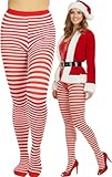 ToBeInStyle Women's Colorful Opaque Striped Tights Pantyhose Stocking Hosiery - WHITE/RED - One Size