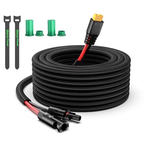 Bateria Power Solar to XT60 Charge Extension Cable with Solar Connectors Caps,Solar Connector to XT60 Adapter Cable for Solar Panel to Battery RV Power Station Solar Generator(12AWG 3.3Ft) 1