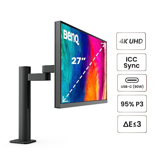 Image of BenQ PD2706UA Ergo Arm Mac-Ready 27 inch 4K UHD, 95% P3, 99% Rec.709 & sRGB, IPS, Built-in Ergo Arm, ICCSync, Uniformity, Delta E≤3, Factory-Calibrated, AQCOLOR, Pantone, USB-Hub, USB-C (90W)