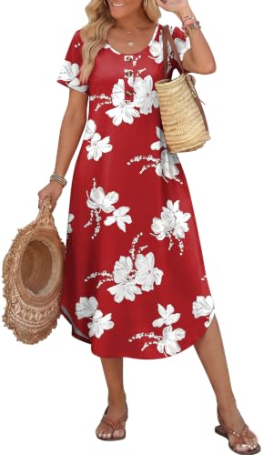 OFEEFAN Summer Dresses for Women 2026 Casual Midi Dresses Beach Vacation Outfits Tshirt Dress with Pockets Resort Wear - Image 5