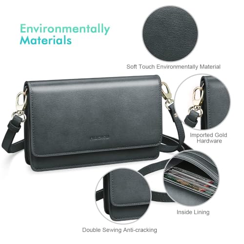 Image of nuoku Women Small Crossbody Bag Cellphone Purse Wallet with RFID Card Slots 2 Straps Wristlet