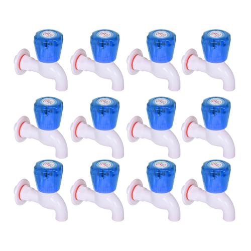 Image of 12PCS Plastic Bib Cock Water Tap Set | Crystal Blue Handle | Bulk Unbreakable PVC Wall Tap Combo for Bathroom, Garden, RO, Cooler, Washing Area | 15mm | Leakproof & Durable