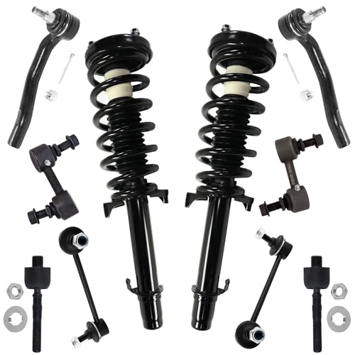 Detroit Axle - 10pc Strut Suspension Kit for Acura 2009-2014 TL [Base], 2 Front Struts with Coil Spring 4 Inner Outer Tie Rods 4 Front and Rear Sway Bar Links 2010 2011 2012 2013 Replacement