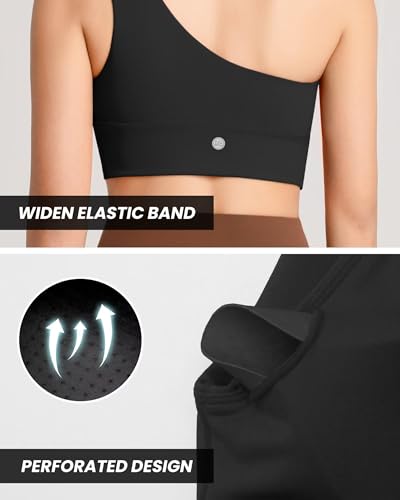 Image of Queenie Ke Womens One Shoulder Sports Bra Left Side Strap Yoga Bras Gym Training Workout Crop Tops