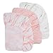 Gllquen Baby Muslin Bassinet Sheets 3 Pack, Breathable Elastic Cozy Fitted Cotton Bassinet Mattress Sheet for Baby Boy Girls, Fit for Hourglass Oval Rectangular Cradle Pad Sheets 33