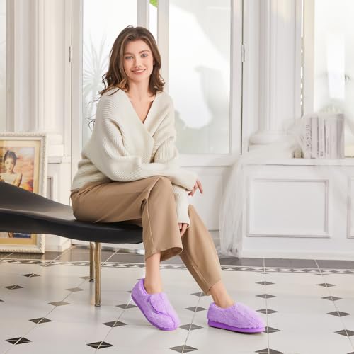 Image of Git-up Women Soft wide Slippers Memory Foam Closed Toed Diabetic Arthritis Edema House Slippers