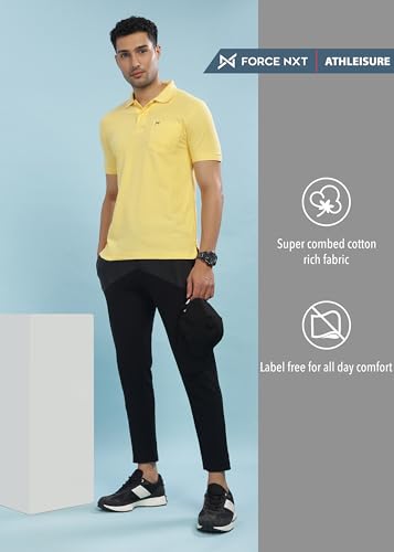 Image of Force NXT Polo Neck T-Shirt for Men Pack of 1 | Regular Fit T-Shirt for Men | Premium Super Combed Rich Cotton Polo Shirt | Men's Ultra Soft Half Sleeve T-Shirt