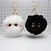 Pingyongchang Cute Cat Pom Pom Keychain Cat Fluffy Plush Charm Keyring for Bag Purse Car Backpack Accessories-White