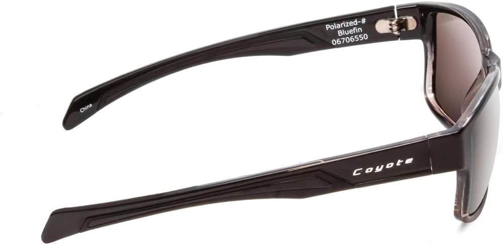 Coyote Bluefin Unisex Polarized Sunglasses in Gloss Black Grey/Blue Mirror 55 mm
