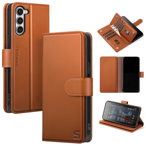 Shieldtop Compatible with Samsung Galaxy S23+ Plus Wallet Case with Card Holder Women Men RFID Blocking PU Leather Flip TPU Protective Cover Credit Card Slots Phone Case for S23 Plus Light Brown