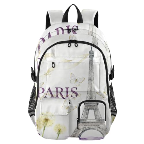 Mochila de viaje para laptop impermeable con estampado de París para el trabajo diario