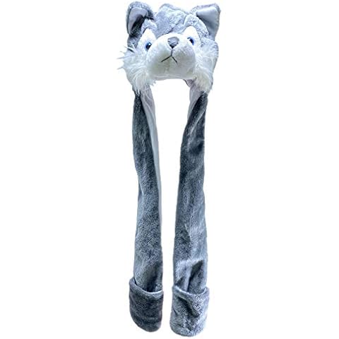 YiyiLai Long Animal Plush Hat Hood/Scarf/Gloves All in one for Adult Children Cosplay Headwear, Warm Beanie Hat Cover